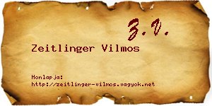 Zeitlinger Vilmos névjegykártya